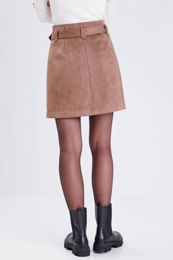 Cache rok met ceintuur taupe