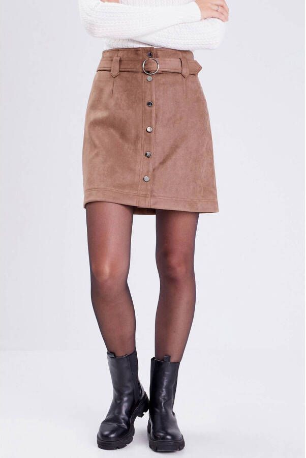 Cache rok met ceintuur taupe