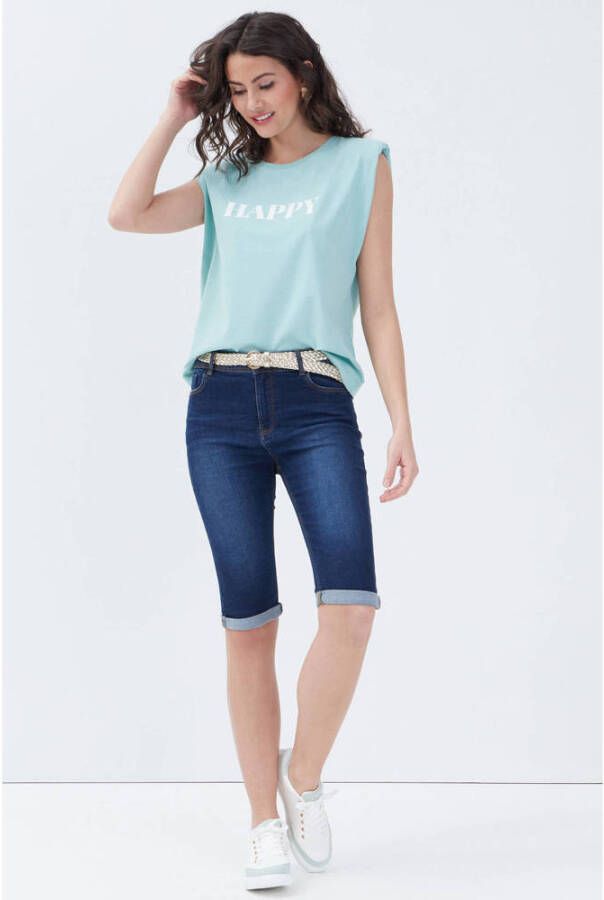 Cache slim fit korte jeans donkerblauw - Foto 2