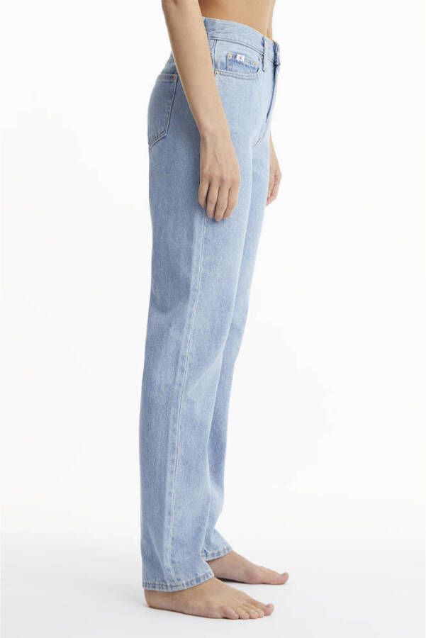 CALVIN KLEIN JEANS high waist straight fit jeans met patches denim light
