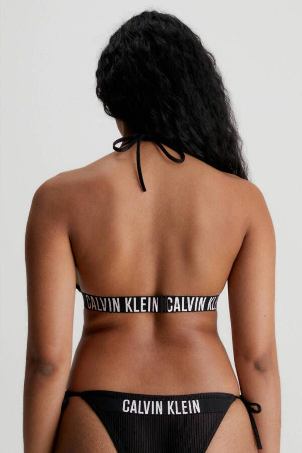 Calvin Klein voorgevormde triangel bikinitop met ribstructuur zwart