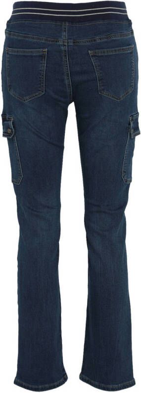 Cassis high waist bootcut cargo jeans medium blue denim
