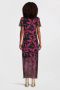 Catwalk Junkie maxi jurk Tropics maxi met bladprint en mesh zwart roze - Thumbnail 3