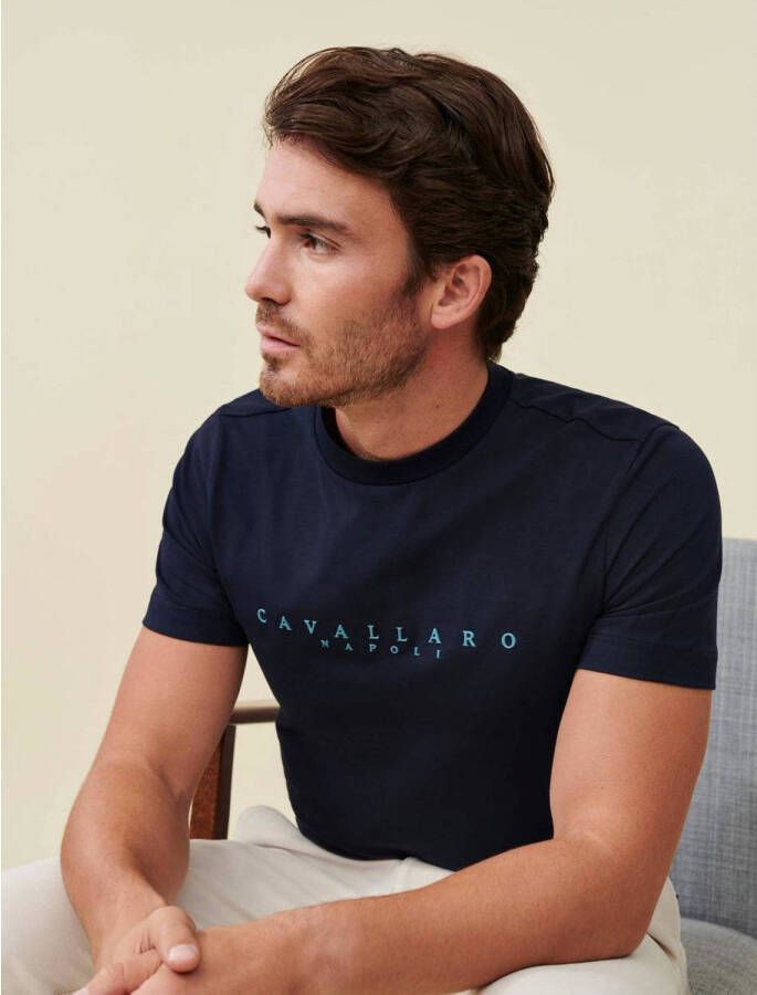 Cavallaro Napoli T-shirt Cavagio met logo dark blue