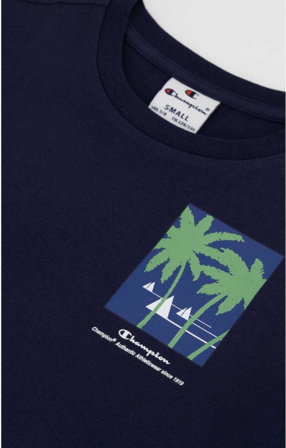 Champion T-shirt met backprint marine