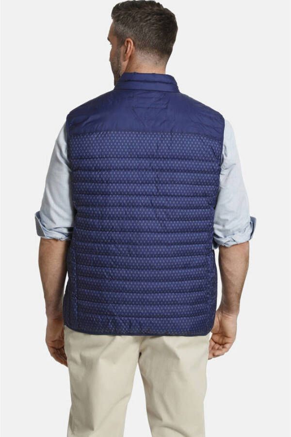 Charles Colby bodywarmer SIR ALEXANDER Plus Size met all over print blauw