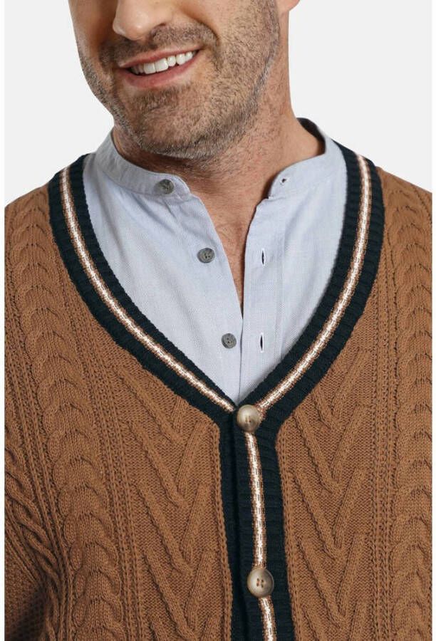 Charles Colby +FIT Collectie gebreid kabelvest DUKE STARKS Plus Size lichtbruin - Foto 2