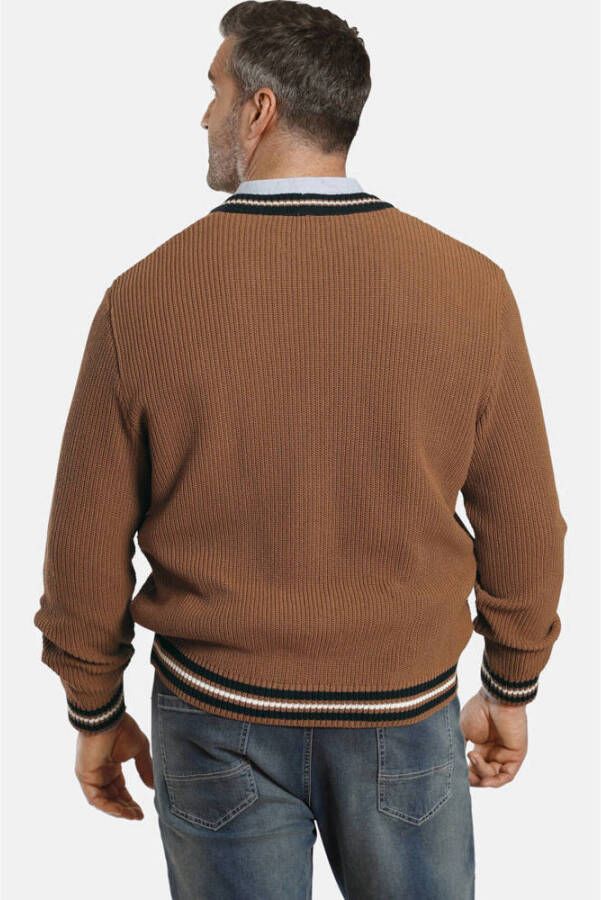 Charles Colby +FIT Collectie gebreid kabelvest DUKE STARKS Plus Size lichtbruin - Foto 3