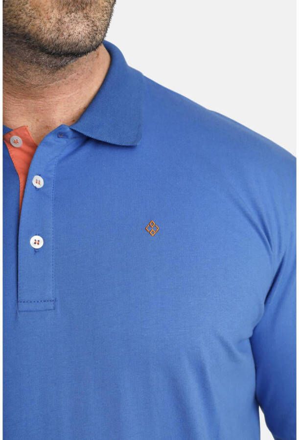 Charles Colby regular fit polo EARL DERMOT Plus Size met contrastbies blauw