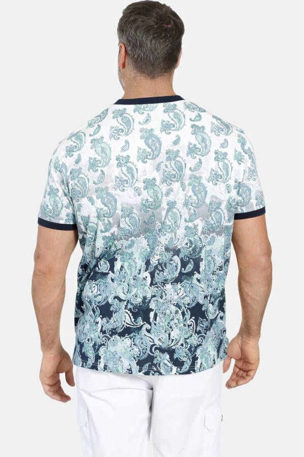 Charles Colby regular fit T-shirt EARL COLLYNS Plus Size met all over print blauw - Foto 2
