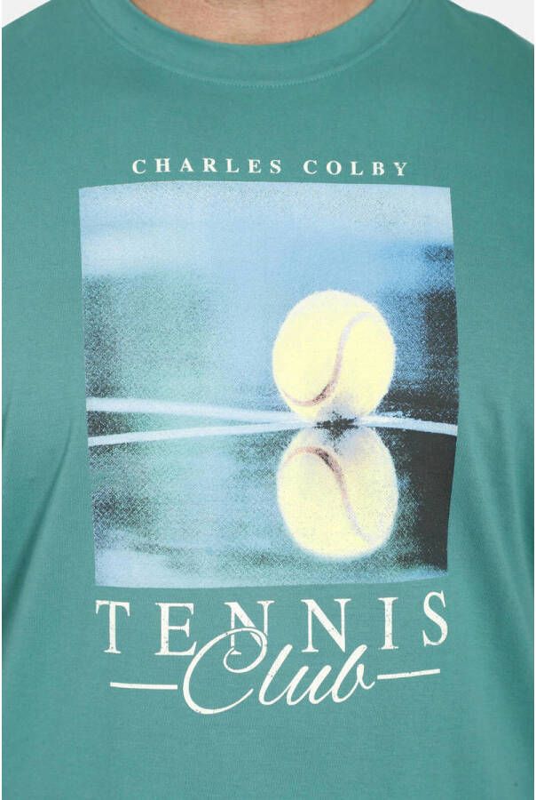 Charles Colby regular fit T-shirt EARL HYLMER Plus Size met printopdruk groen