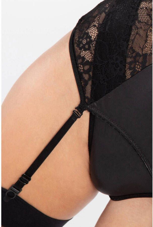Christine le Duc wetlook jarretel bustier met string Vesper zwart - Foto 2