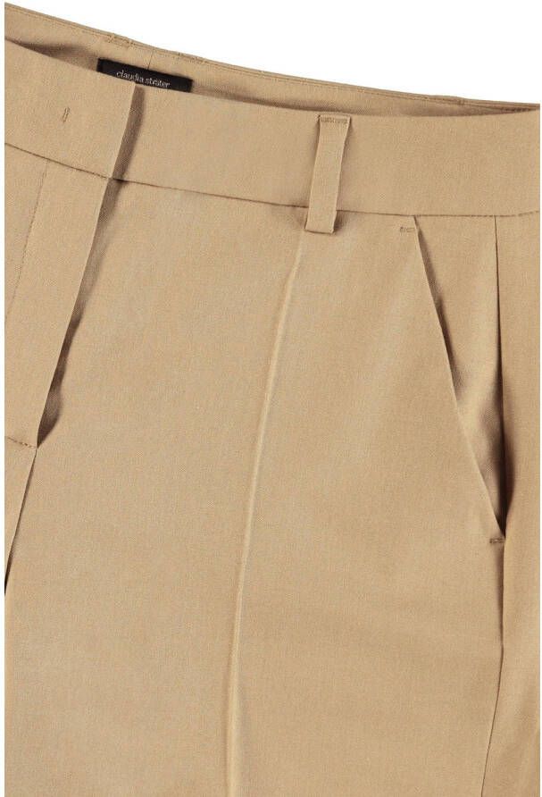 Claudia Sträter cropped regular fit pantalon beige