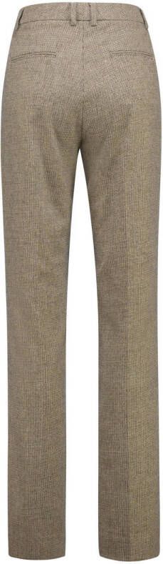 Claudia Sträter geruite cropped straight fit pantalon taupe