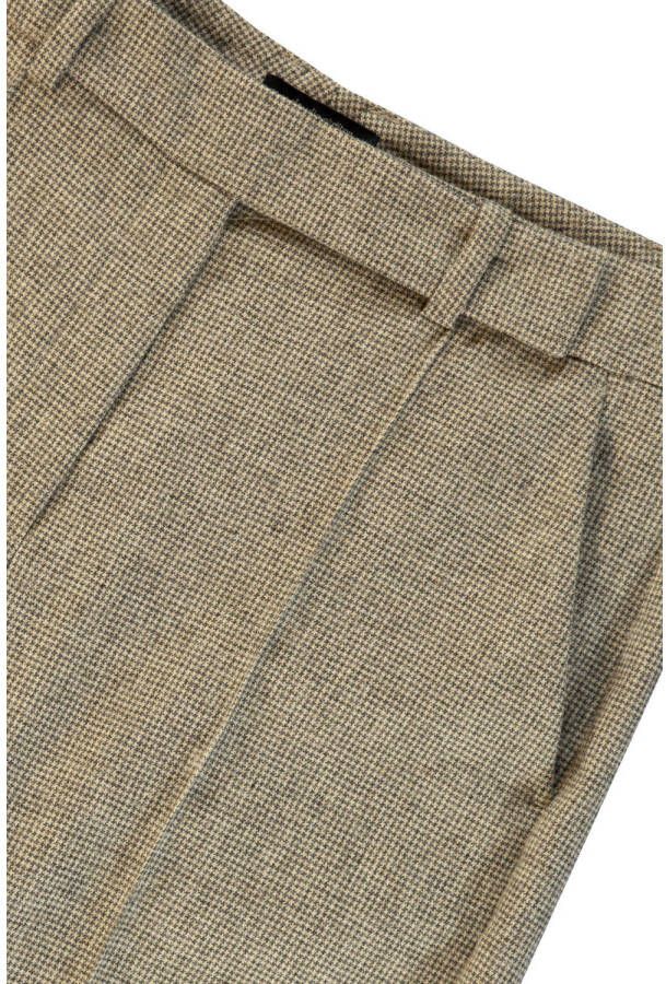 Claudia Sträter geruite cropped straight fit pantalon taupe