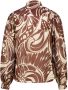 Claudia Sträter geweven blouse met all over print bruin ecru - Thumbnail 2