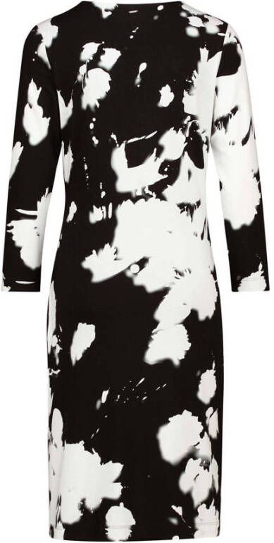 Claudia Sträter jurk met all over print en plooien zwart wit