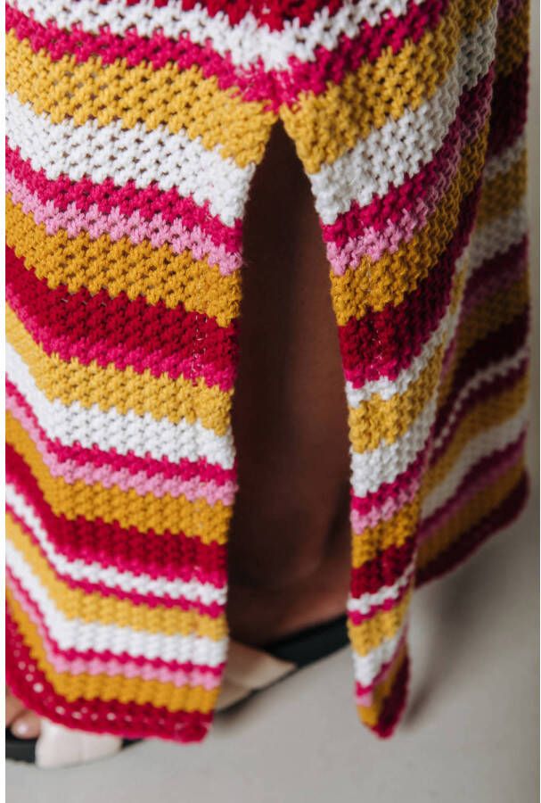 Colourful Rebel gestreepte gehaakte maxi jurk Alizee Crochet Stripe Maxi Dress multi