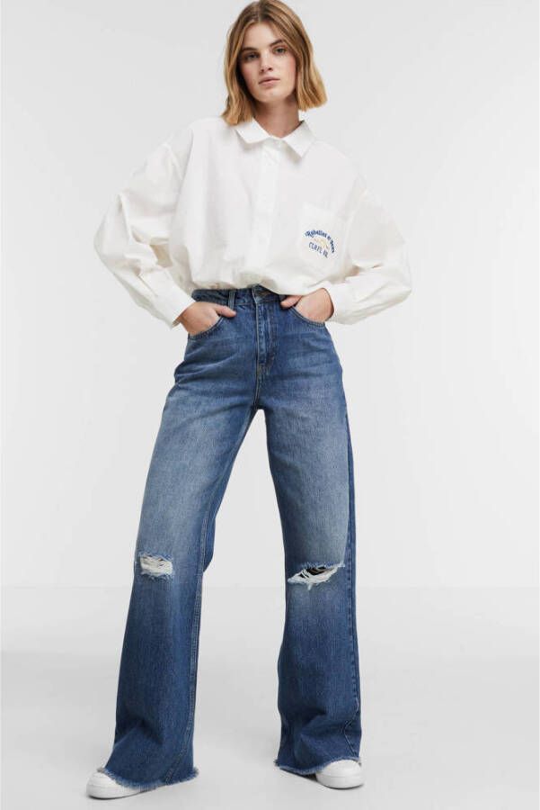 Colourful Rebel high waist wide leg jeans Gaia Mid Blue Denim