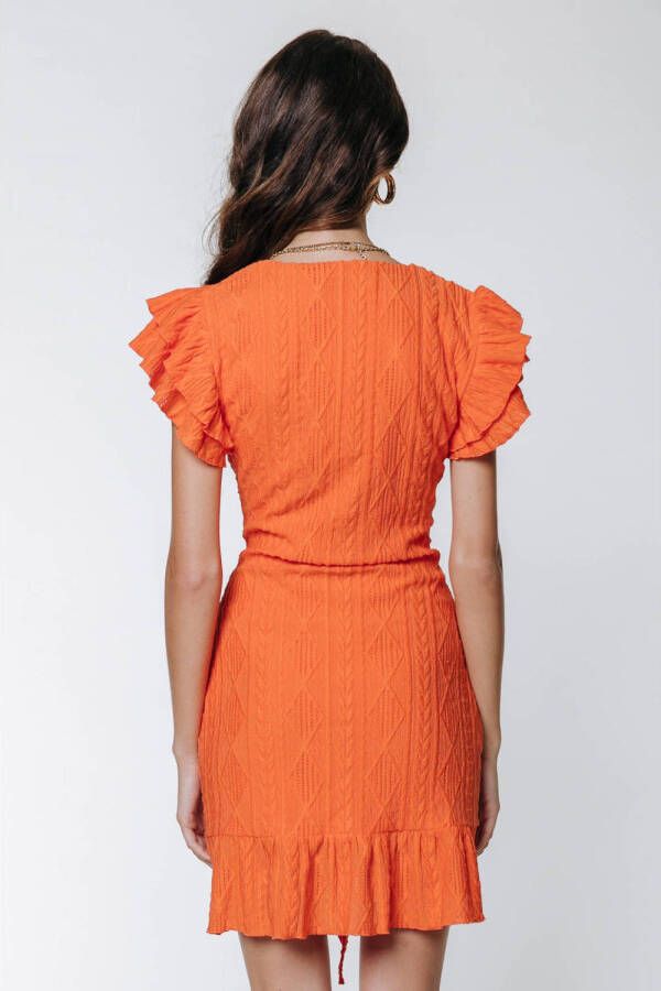 Colourful Rebel jurk Zorah Broderie Dress met all over print oranje