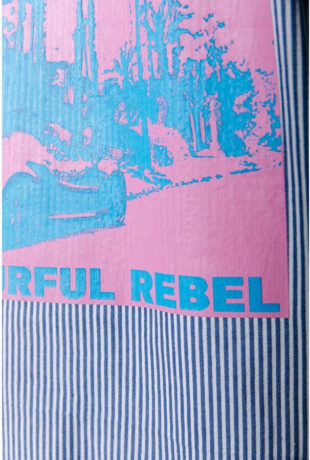 Colourful Rebel regular fit overhemd Ezra Boulevard Stripes met backprint white dark blue - Foto 2