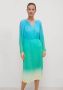 Comma dip-dye jurk met plisse blauw groen ecru - Thumbnail 4
