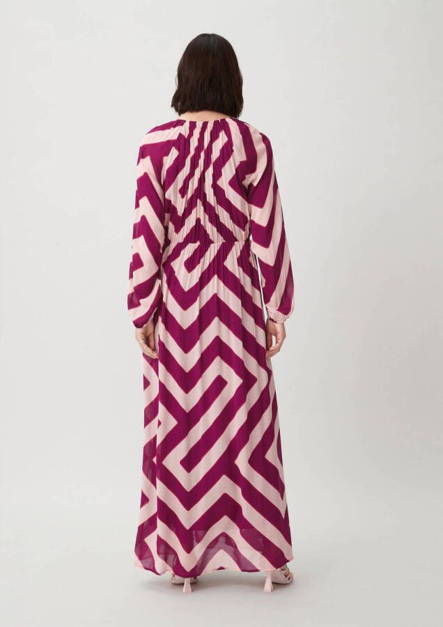comma maxi jurk met all over print roze aubergine