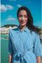 Cream gestreepte blousejurk CRVimma blauw wit - Thumbnail 2