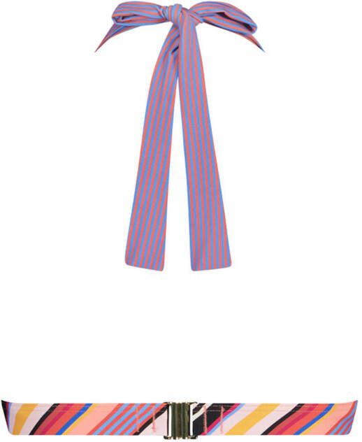 Cyell voorgevormde hakter bikinitop Juicy Stripe roze oranje blauw