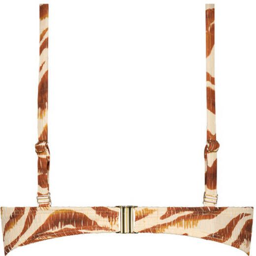 Cyell voorgevormde strapless bandeau bikinitop True Zebra bruin beige
