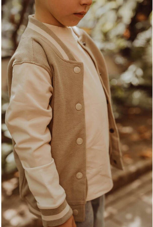 Daily7 sweatvest beige wit