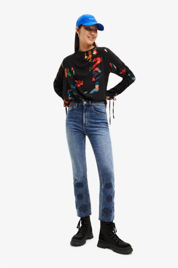 Desigual gebloemde top zwart rood groen