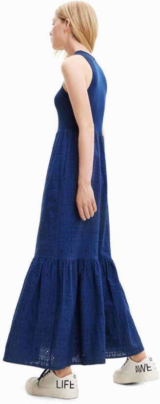Desigual maxi jurk met volant donkerblauw