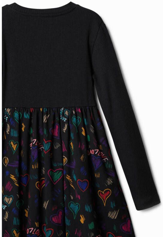 Desigual semi-transparante A-lijn jurk met all over print zwart multicolor