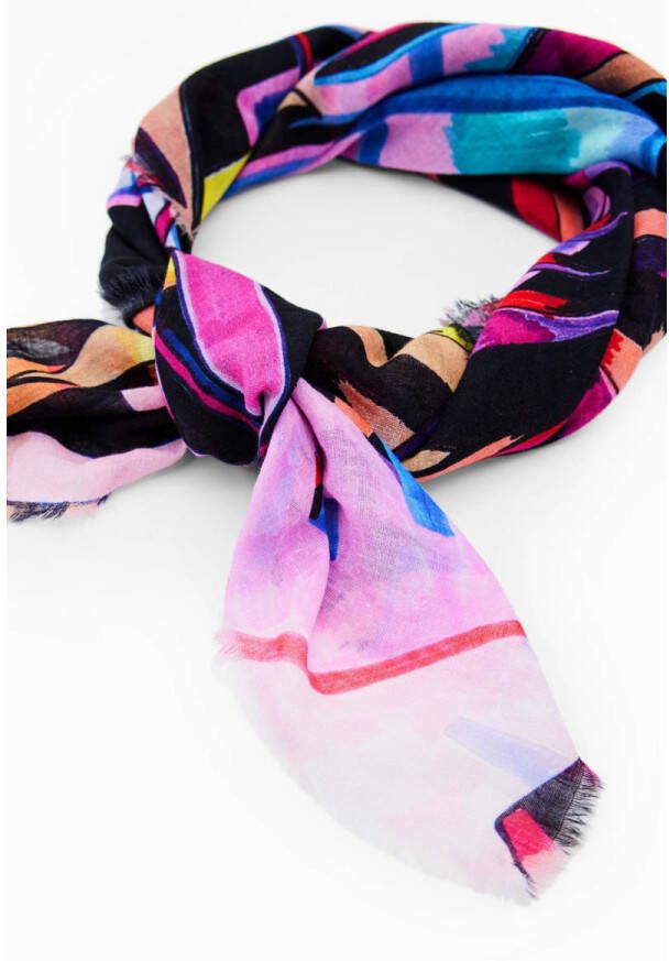 Desigual sjaal met all-over bladprint multi
