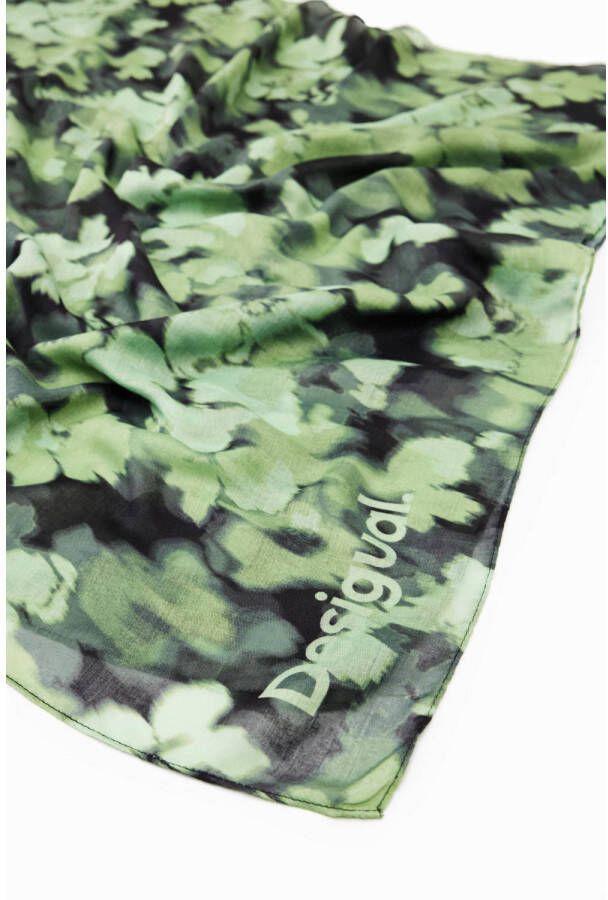 Desigual sjaal met camouflageprint kaki