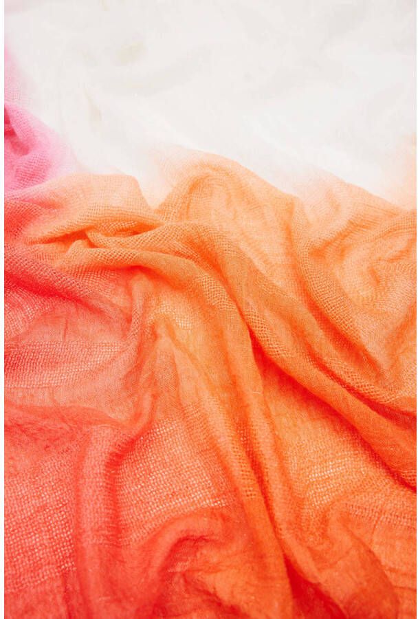 Desigual sjaal met tie-dye print koraalrood oranje