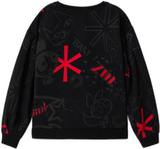Desigual sweater Powerpuff Girls met all over print zwart