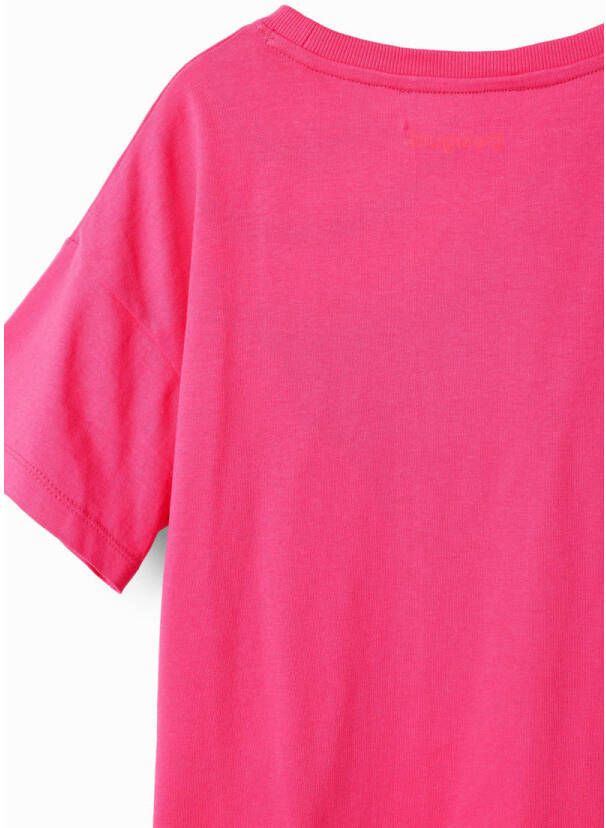 Desigual T-shirt met printopdruk en pailletten roze