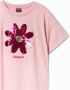 Desigual T-shirt met reversible pailletten roze - Thumbnail 2