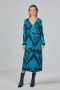 Didi jurk Tiara met all over print en ceintuur blauw groen - Thumbnail 3