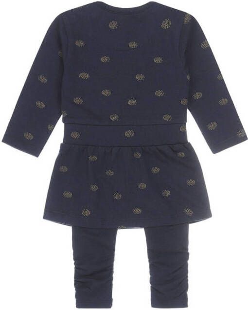 Dirkje baby jurk + legging met biologisch katoen donkerblauw goud