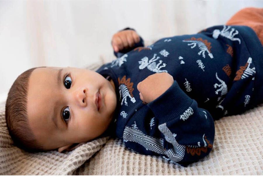 Dirkje newborn baby sweater + broek + sokken donkerblauw bruin