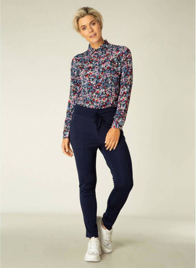 ES&SY tapered fit broek van travelstof donkerblauw - Foto 2