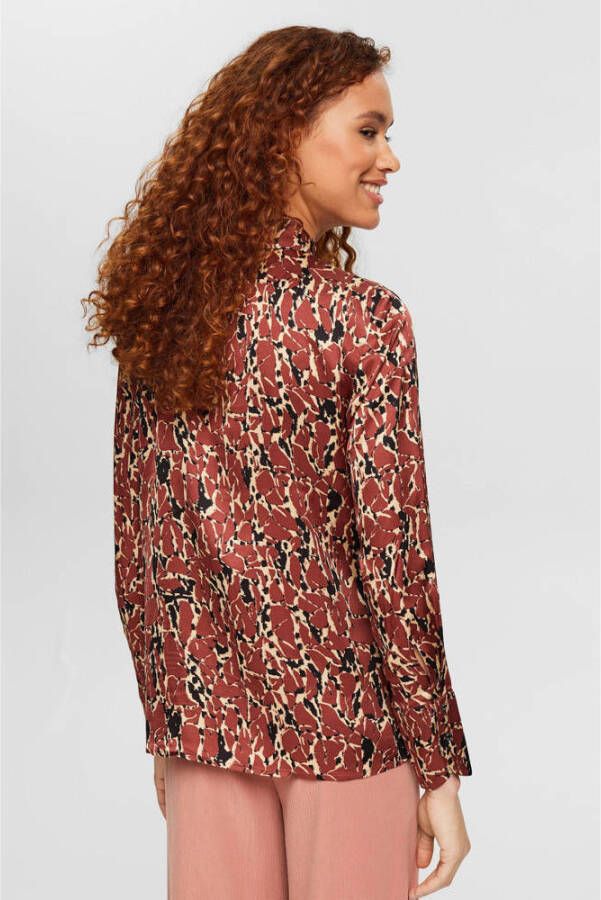 ESPRIT blouse met all over print roodbruin