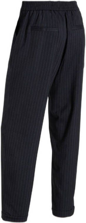 ESPRIT cropped high waist regular fit pantalon met krijtstreep donkerblauw wit