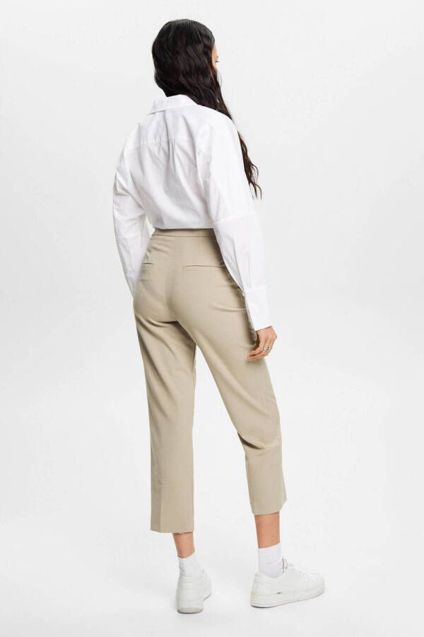 ESPRIT cropped straight fit pantalon beige