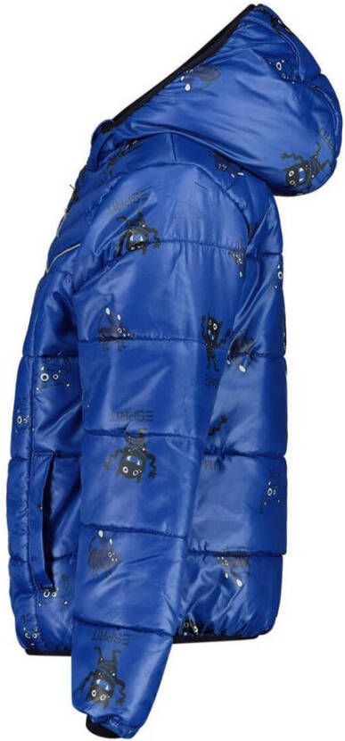 ESPRIT gewatteerde winterjas met all over print blauw