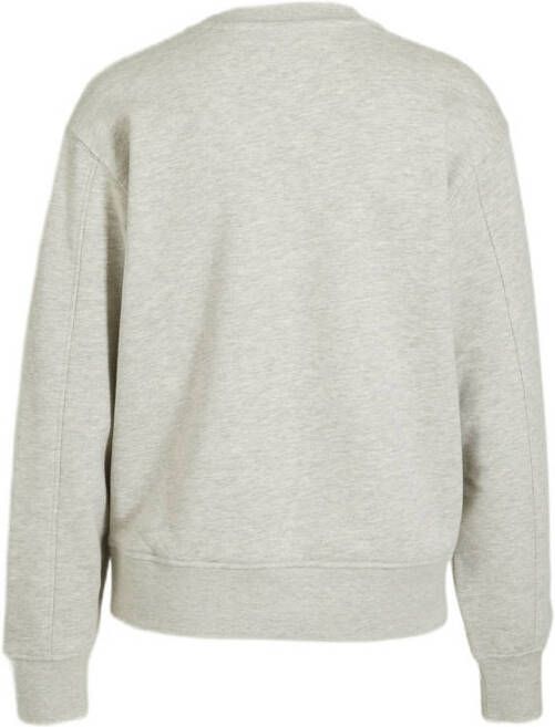 ESPRIT sweater met tekst en borduursels grijs melange