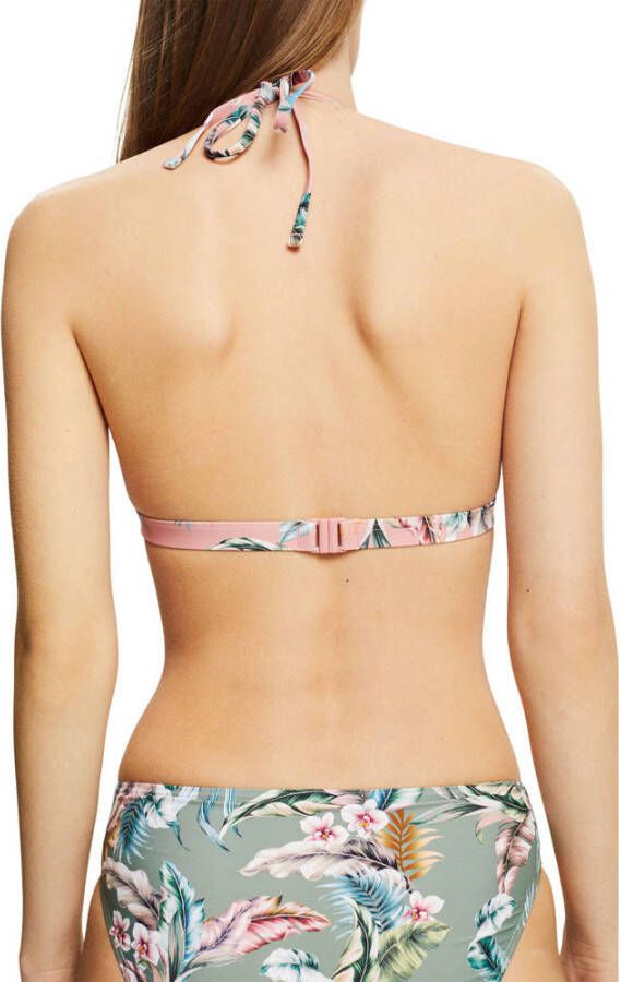 ESPRIT Women Beach voorgevormde gebloemde halter bikinitop lichtgroen